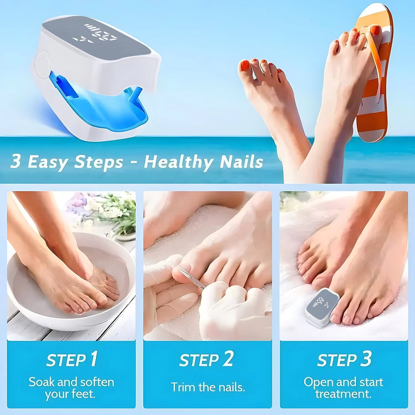 Appareil de thérapie laser pour ongles KTS 910nm/407nm – Anti-Mycose Puissant, Portable & Rechargeable